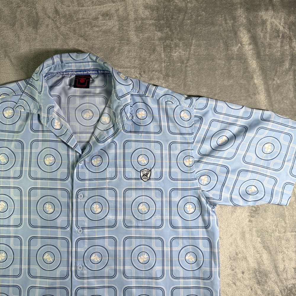Mecca USA Button-Up Shirt Geometric Print Short Sleeve Casual 3XL (read)